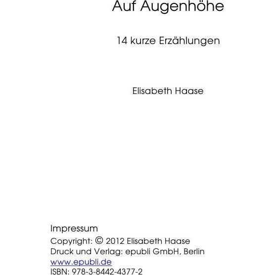 Auf Augenhöhe, Belletristik von Elisabeth Haase
