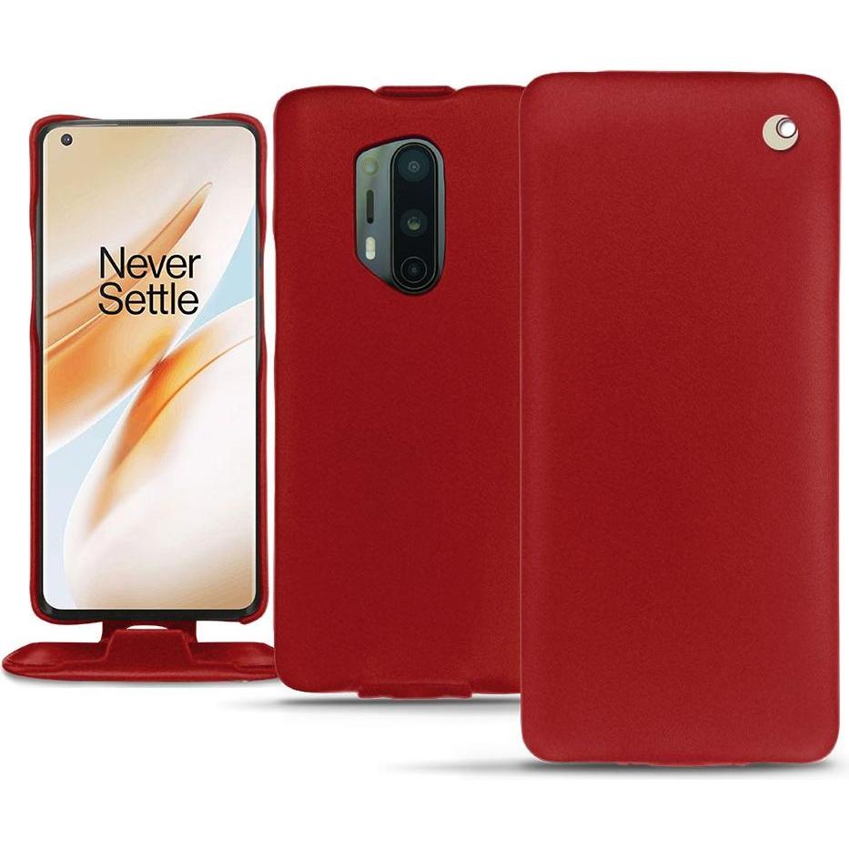 Noreve Lederschutzhülle vertikal (OnePlus 8 Pro), Smartphone Hülle, Rot