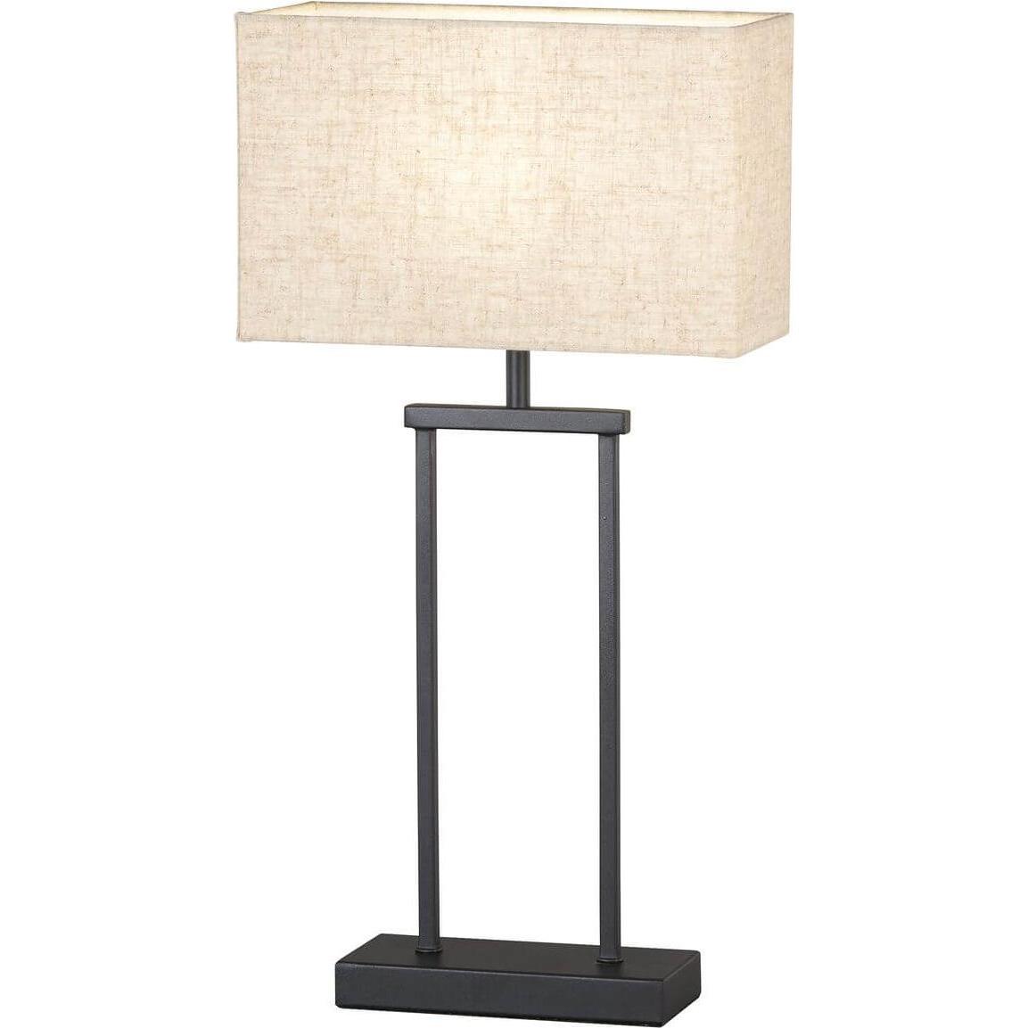 Fischer & Honsel, Tischlampe, Honsel Ann Tischleuchte E27 Stoffschirm sandfarben Leinen sandschwarz 50653