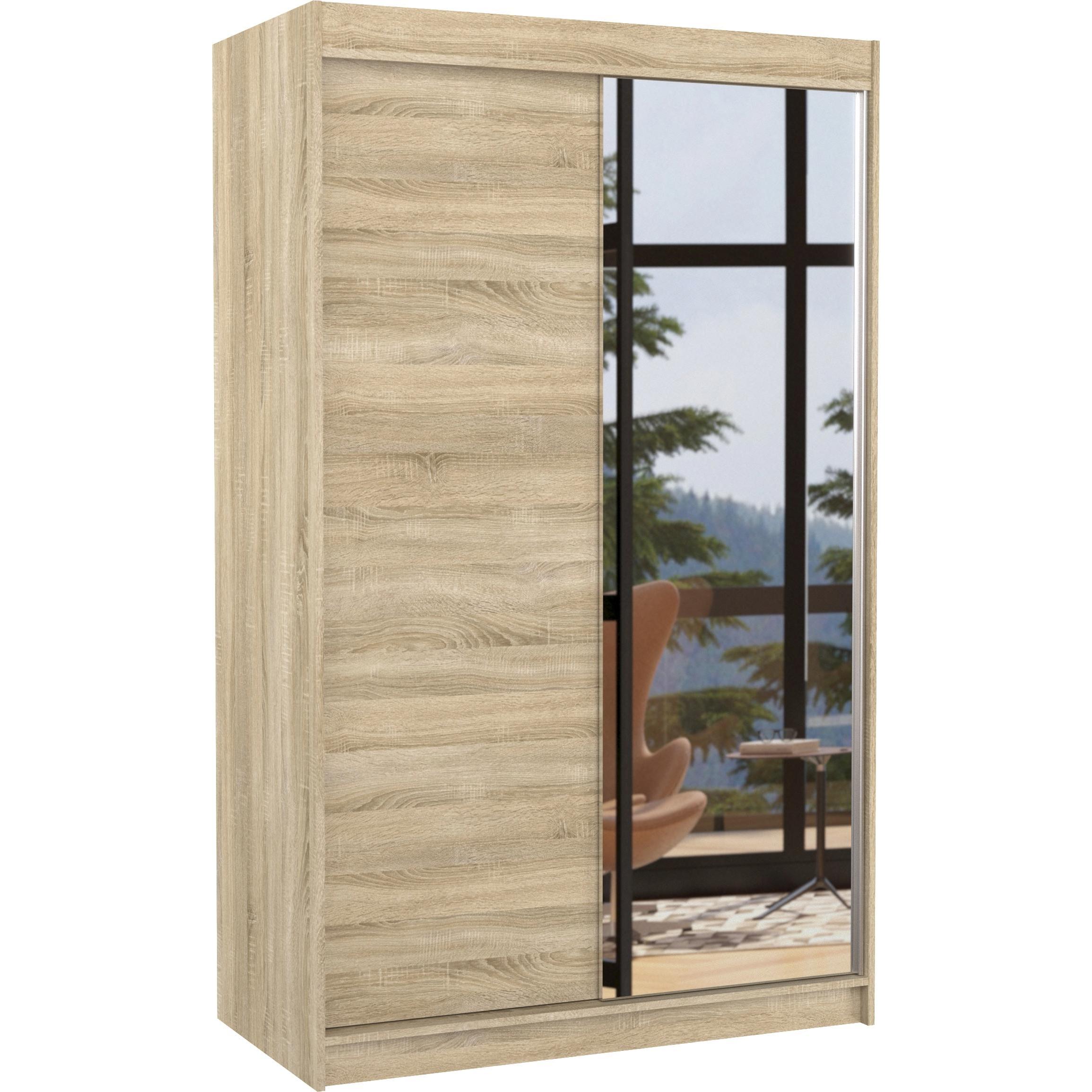 ADRK Furniture, Kleiderschrank, Verspiegelter Schiebeschrank REWENA 120 (120 x 58 x 200 cm)