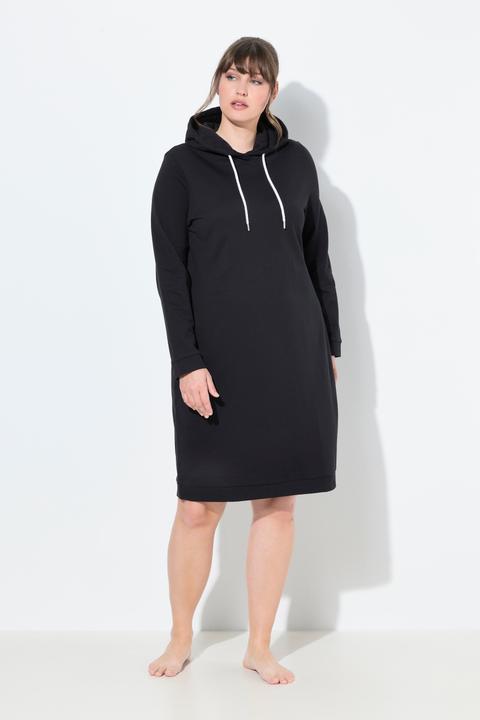 Produktbild Ulla Popken Loungwear-Kleid, Kapuze, weich angeraut, Rippbündchen (62)