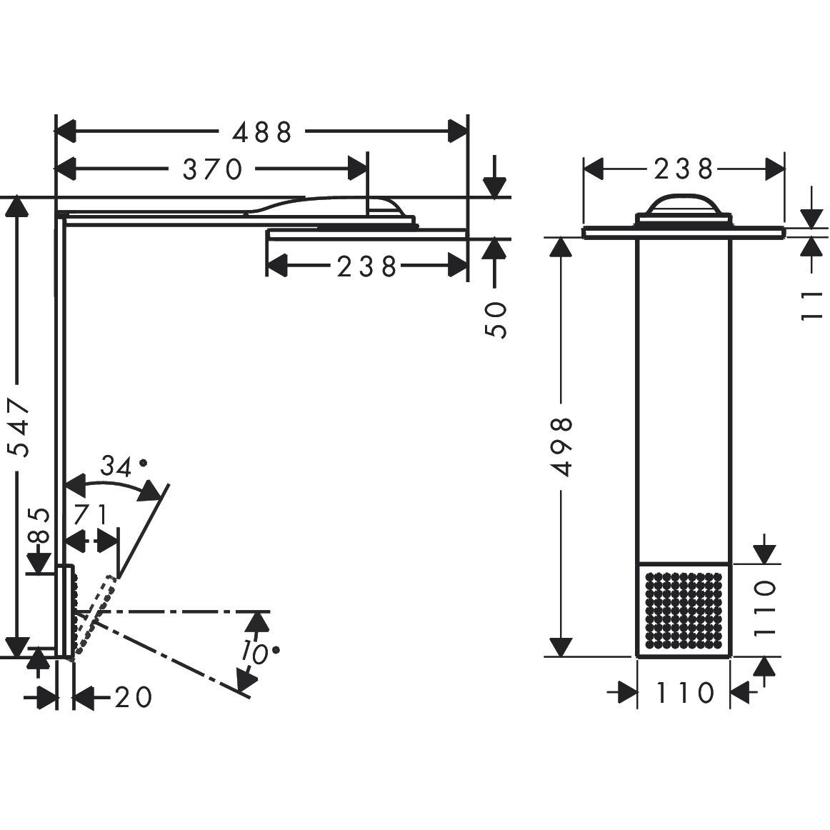 Thumbnail - hansgrohe, Duschbrause, AXOR ShowerComposition Brausenmodul 250/250, 2jet, mit Schulterbrause, Ausladung 488mm, 12 (2 St...