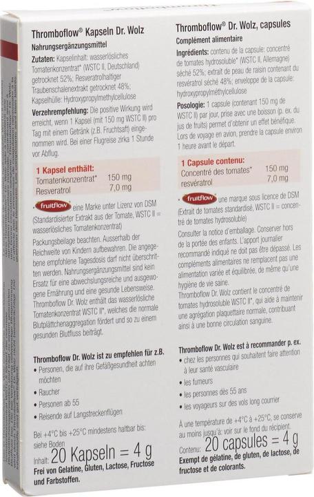 Nutritional values and ingredients Thromboflow Dr. Wolz capsule (20 Piece, Capsules, 20 g)