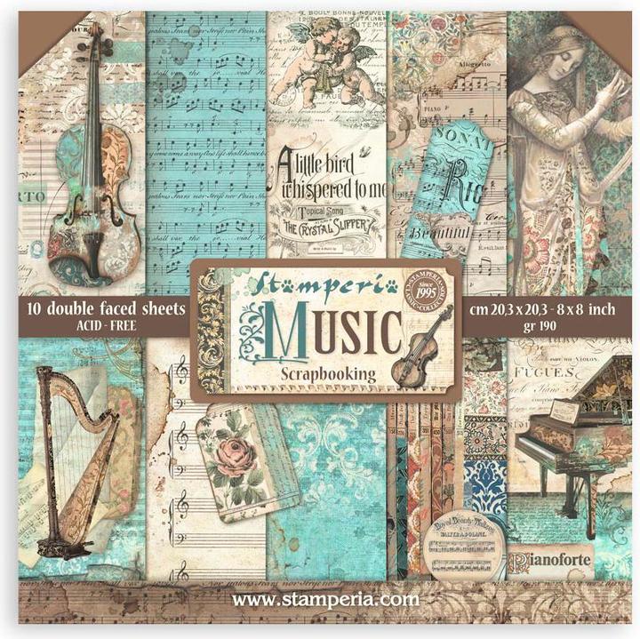 Image du produit Stamperia Pad de scrapbooking "Music" (musique) (190 g/m², 10 x)