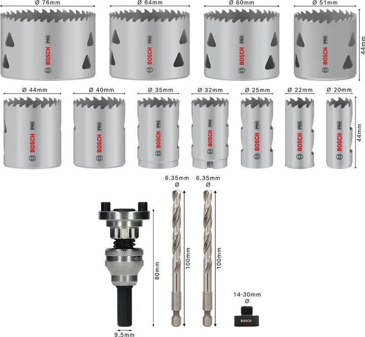 Produktbild Bosch Professional Zubehör PRO Multi Material Lochsäge Q-Lock Halter-Set, 15-tlg.