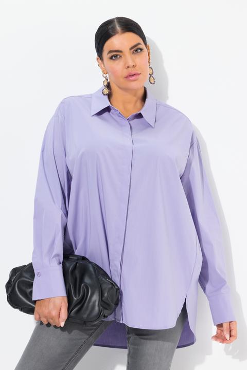 Immagine prodotto Ulla Popken Camicia dal taglio oversize con bottoni di madreperla, collo da camicia e maniche lunghe (50, 52)