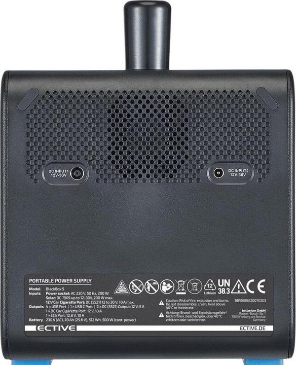 Actual product image Ective BlackBox 5 Lithium Powerstation 500W 512Wh Battery with USB 12V 230V Camping (512 Wh, 8.50 kg)