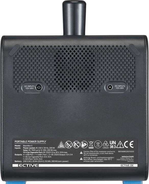 Produktbild Ective BlackBox 5 Lithium Powerstation 500W 512Wh Akku mit USB 12V 230V Camping (512 Wh, 8.50 kg)