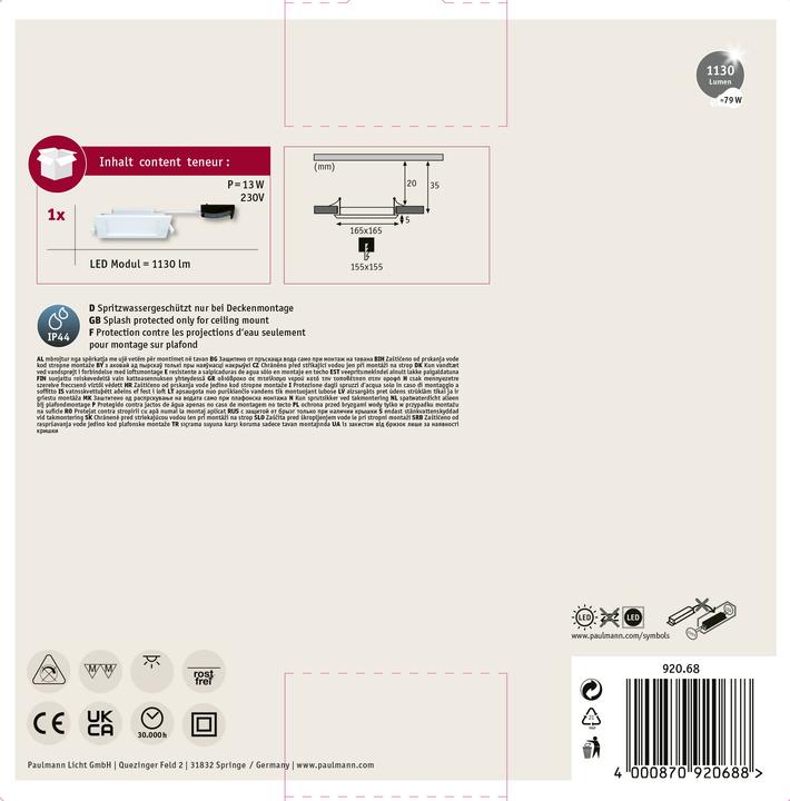 Actual product image Paulmann Built-in panel Quality Line (780 lm)