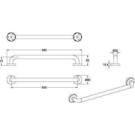 Thumbnail - Villeroy & Boch, Spiegel, V&B Wandhaltegriff ViCare Funktion weiss 600mm