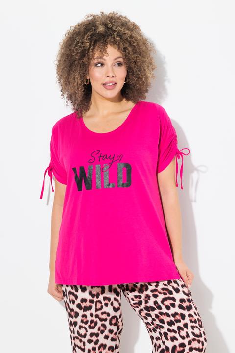 Produktbild Ulla Popken T-Shirt, Schriftzug, Oversized, Rundhals, Raffband (50, 52)