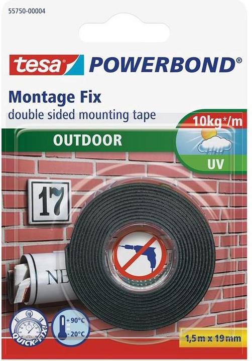 Produktbild tesa doppelseitiges Befestigungsband Powerbond, Outdoor 1,5 m 19 mm (H5575004) (19 mm)