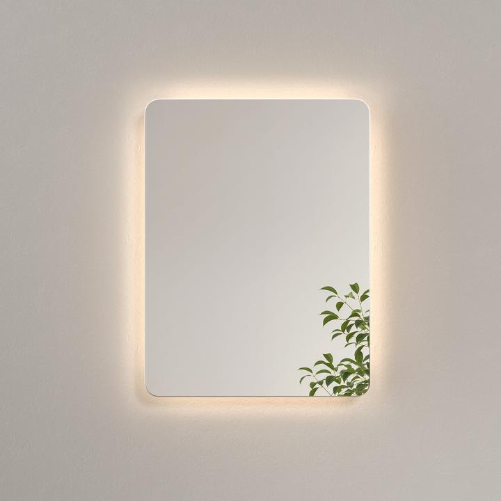 Emke Badezimmerspiegel mit Beleuchtung 60*45cm,Beschlagfrei, 3000K/6500K,Tast Schalter