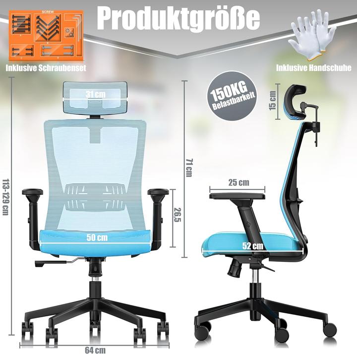 Produktbild Kesser Ergonomischer Bürostuhl mit Wippfunktion