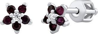 Produktbild Silvego Silver Saskia Flower Earrings with Synthetic Ruby and Brilliance Zirconia SILVEGOB70459BDR