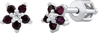 Actual product image Silvego Silver Saskia Flower Earrings with Synthetic Ruby and Brilliance Zirconia SILVEGOB70459BDR