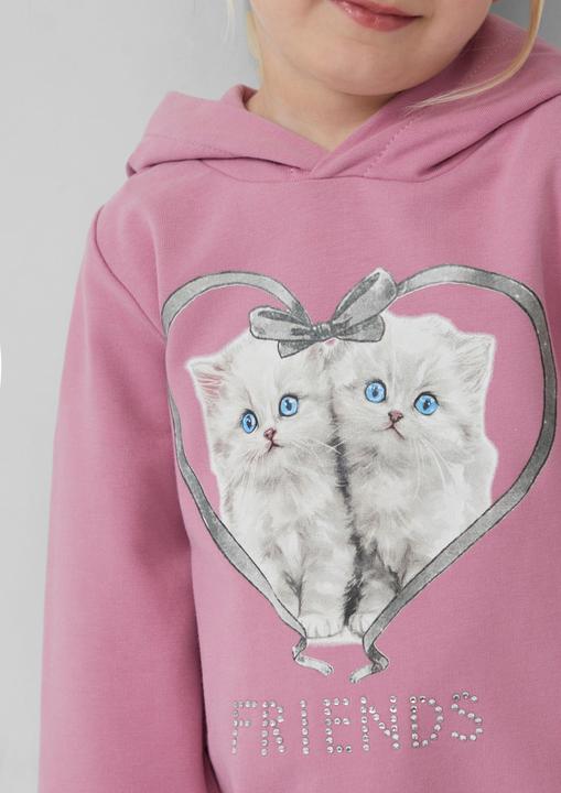 Produktbild s.Oliver Sweatshirt Hoodie mit Frontprint und Schmucksteinen (98)