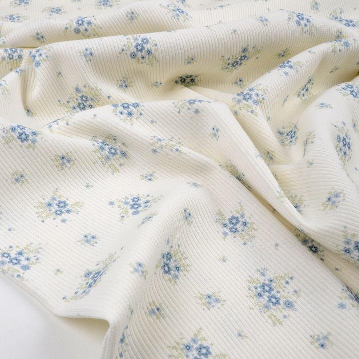 Würfel & Mütze Tygdrömmar organic rib jersey blue flowers