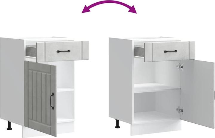 Image du produit vidaXL Élément bas de cuisine Lucca Gris béton Matériau bois Élément bas d'évier (50 x 46 x 81.5 cm)