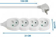 Image du produit Esperanza Power Strip 4 Sockets 1.5m White (4x, 1.50 m)
