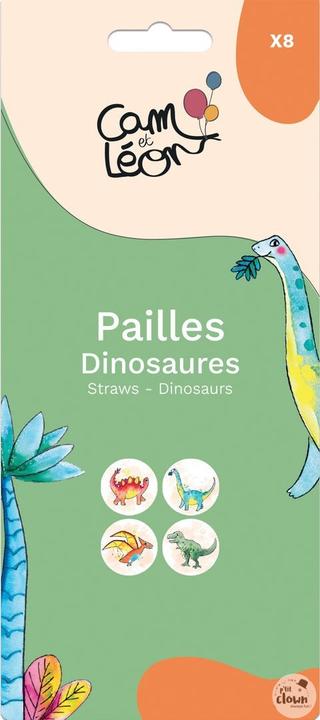 Actual product image P'tit Clown Dinosaur Drinking Straws (8x)