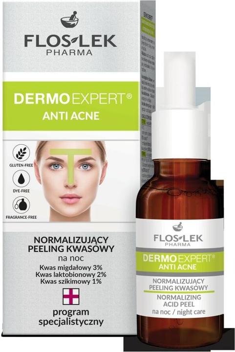 Actual product image Floslek Pharma Dermo Expert Anti Acne Night Normalizing Acid Peel 30ml (30 ml)