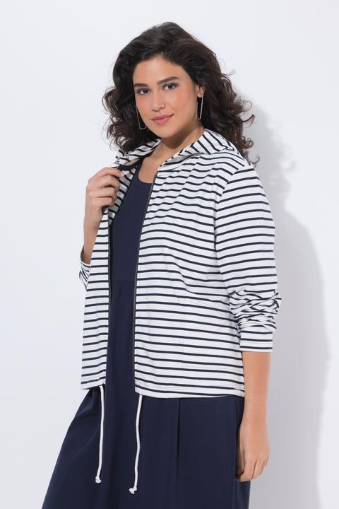 Produktbild Ulla Popken Sweatjacke, Ringel, Saumtunnel, Kapuze (46)