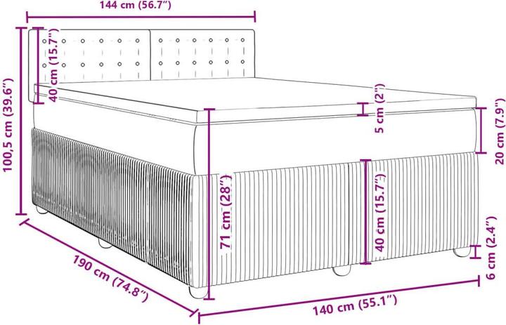 Produktbild vidaXL Boxspringbett (140 x 200 cm)