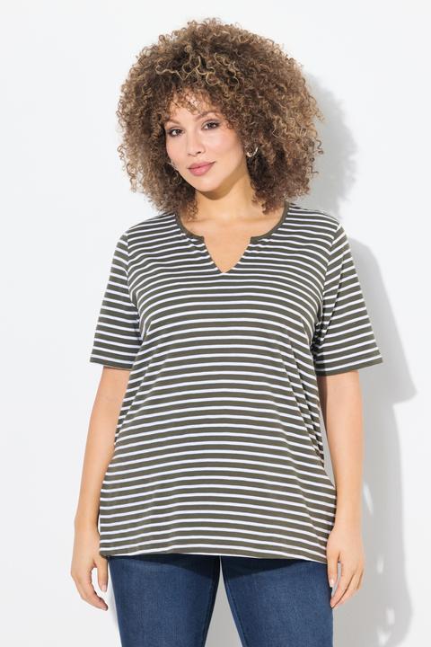 Produktbild Ulla Popken Longshirt, Ringel, A-Linie, Rundhals, Halbarm (56)