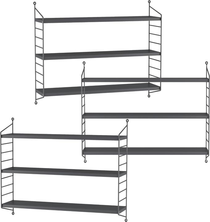 Nährwerte und Zutaten En.Casa Modulares Wandregal Strängnäs 3er Set Dunkelgrau (60 x 15 x 19 cm)