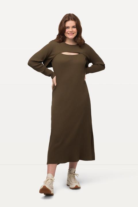Image du produit Ulla Popken Robe midi dans un esprit boléro à encolure carrée - en coton bio (54)