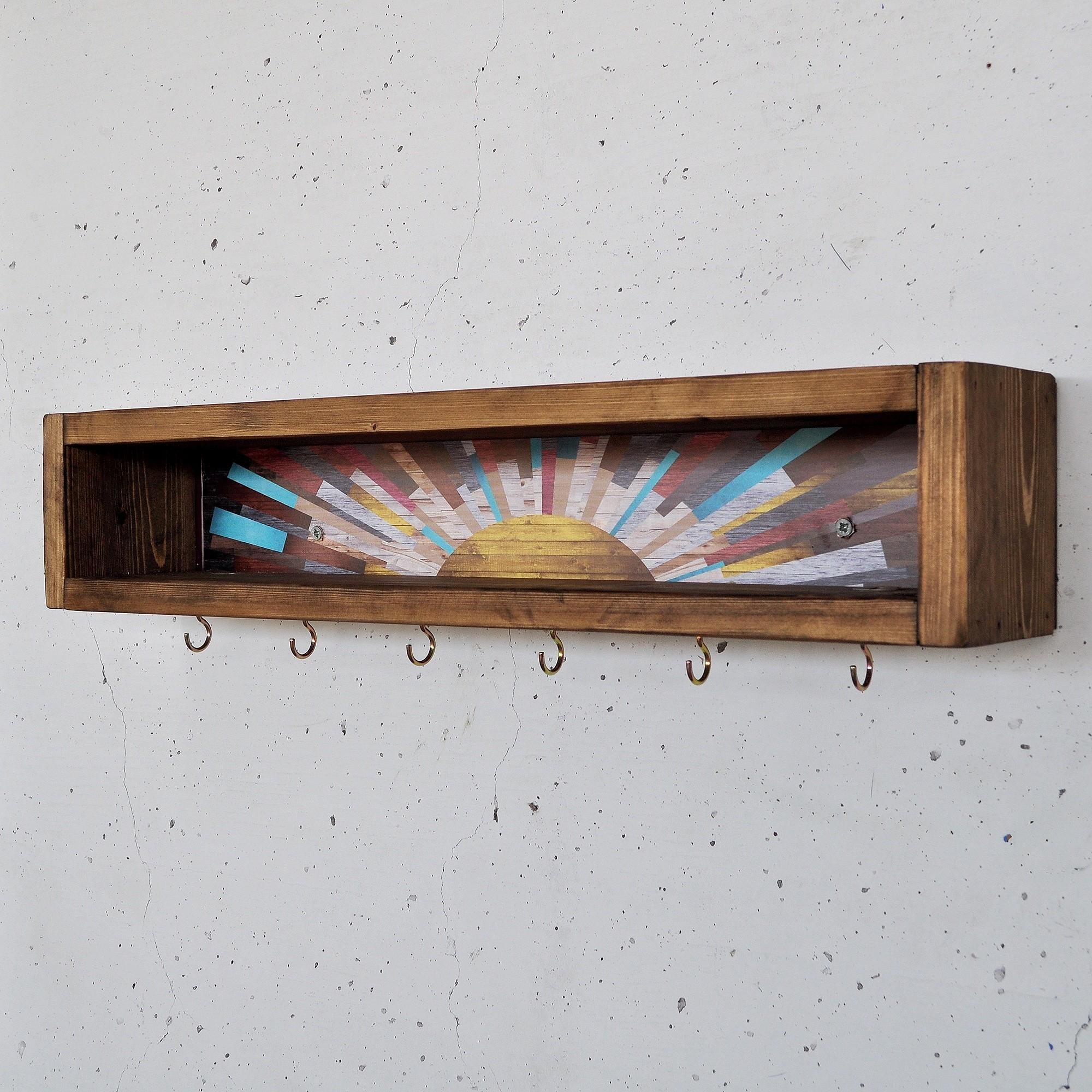 Hanah Home, Scaffale, Sculpted Decorative Wooden Wall Shelf (40 x 10 x 10 cm)