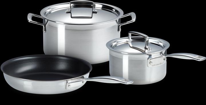Image du produit Le Creuset 3-PLY 3-PIÈCES. SET DE CUISINE (24 cm, Ensemble de casseroles et de poêles de cuisson, Acier inoxydable)