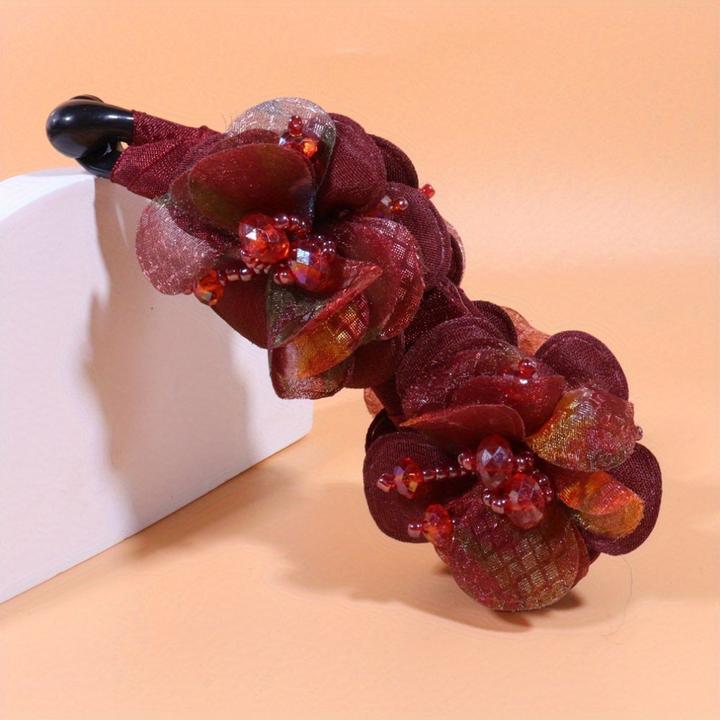 Activity Board 1 Stück Vintage Bohemian Style Fabric Flower Hair Claw - Harz elegante Bananenklammer rutschfeste