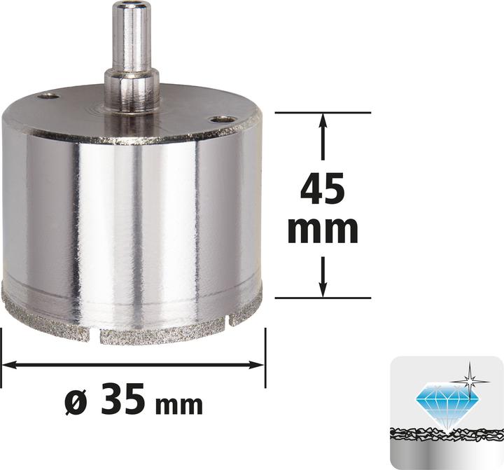 Actual product image wolfcraft 1 diamond drill bit w.shank ø35mm (35 mm)