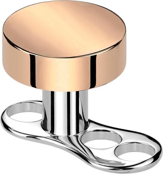 Produktbild Star Piercing Dermal Anchor Innengewinde silber mit flachem Zylinder rosegold (ohne Messing, Titan)