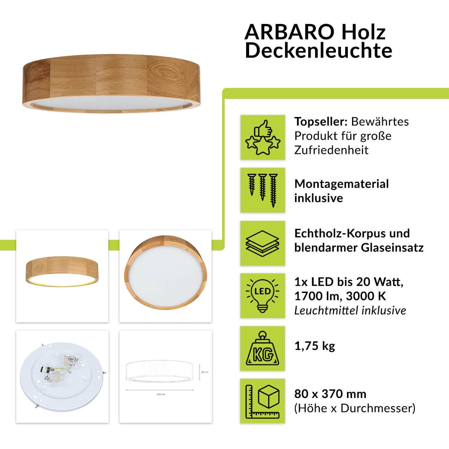 Thumbnail - Licht-Erlebnisse, Wandleuchte + Deckenleuchte, Arbaro (1700 lm)