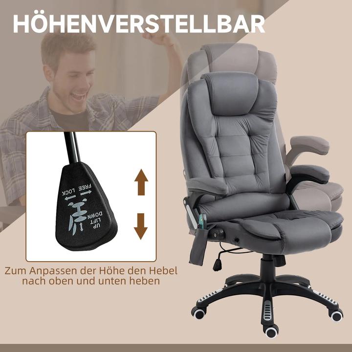 Produktbild Swisshandel24 Bürostuhl mit Massage- & Wärmefunktion, ergonomisch, Dunkelgrau (45 - 55 cm)