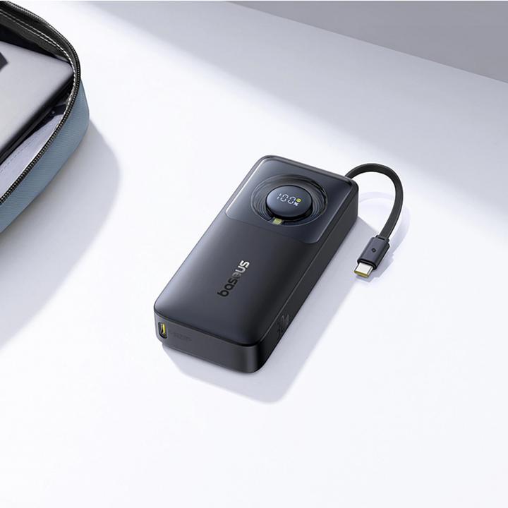 Produktbild Baseus Free2Pull 10000mAh 30W powerbank with USB-C port and retractable USB-C cable - black (10000 mAh, 30 W, 37 Wh)