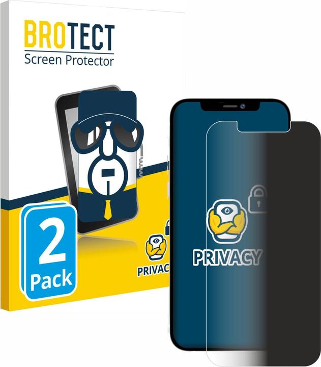 BROTECT Sichtschutzfolie Anti-Spy Privacy Folie Blaulicht-Schutz (2 Stück, Apple iPhone 12 Pro Max)