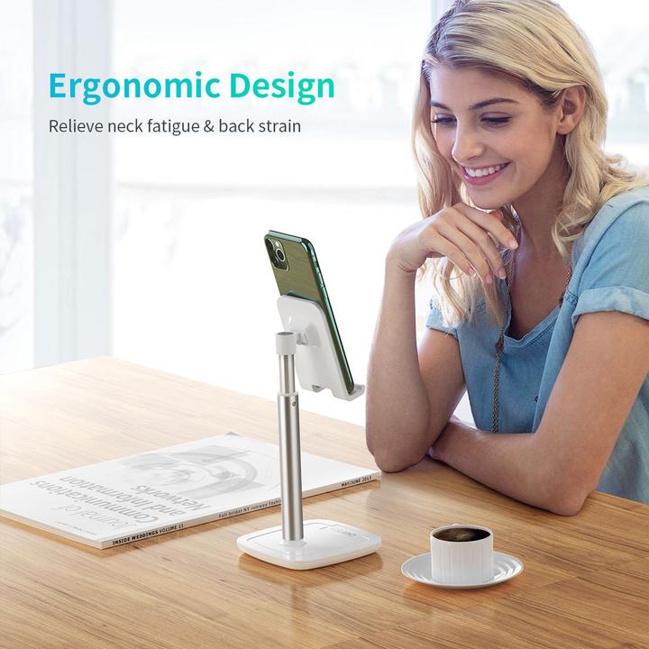 Actual product image Choetech H035 aluminum stand for a phone or tablet with adjustment - white and silver