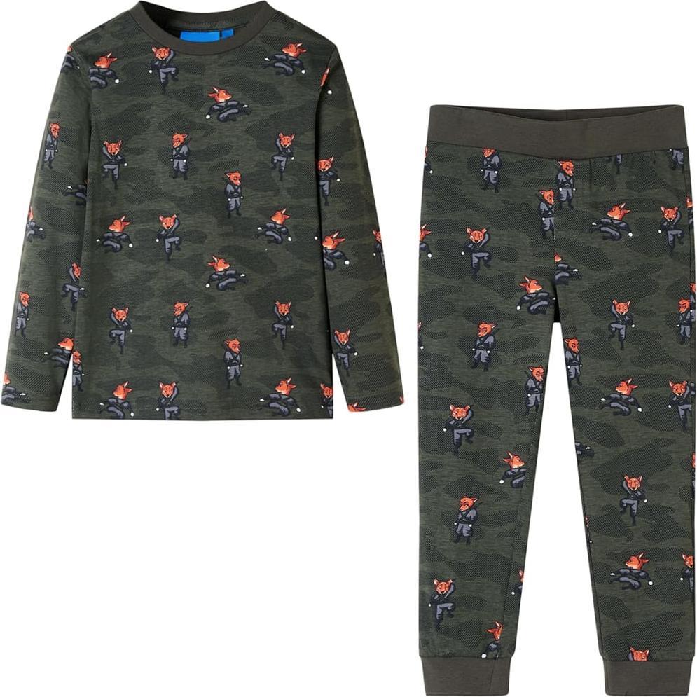 VidaXL, Jungen, Pyjama, Kinderpyjama mit Langen Ärmeln Khaki 104,Material: 100, Grün, (104)