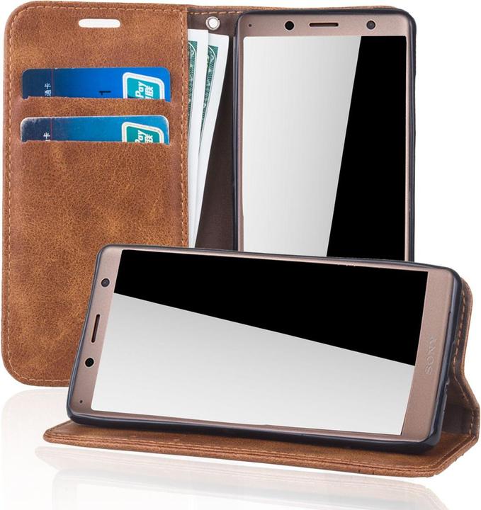 Produktbild König Design Sony Xperia XZ2 Handy Hülle Schutz Tasche Case Flip Cover Wallet Schale Braun (Sony Xperia XZ2)