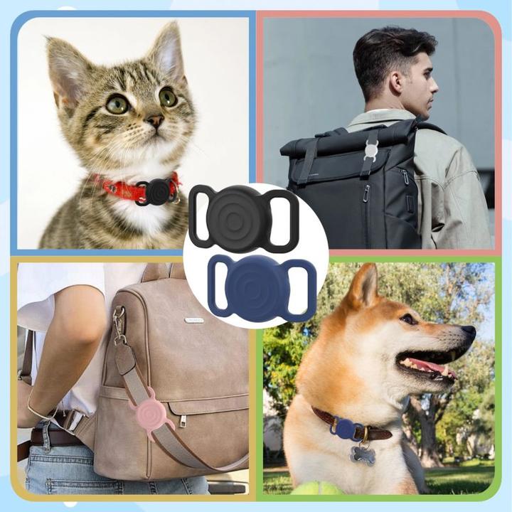 Actual product image Hurtel Wasserdichte AirTag-Silikonhülle für Hunde- oder Katzenhalsband – Schwarz