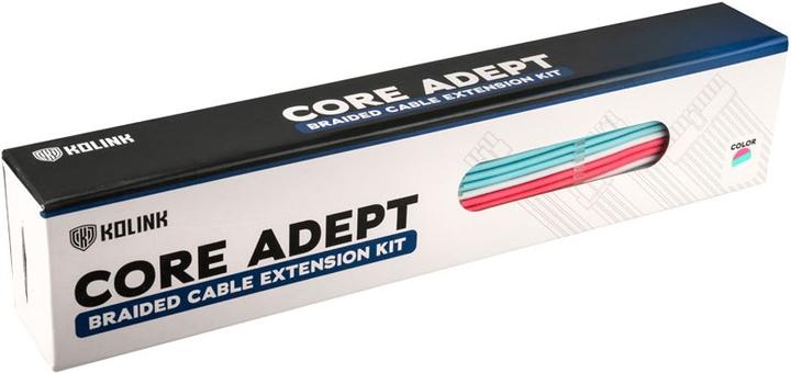 Actual product image Kolink Core Adept Braided Cable Extension Kit - Brilliant White/Neon Blue/Pure Pink