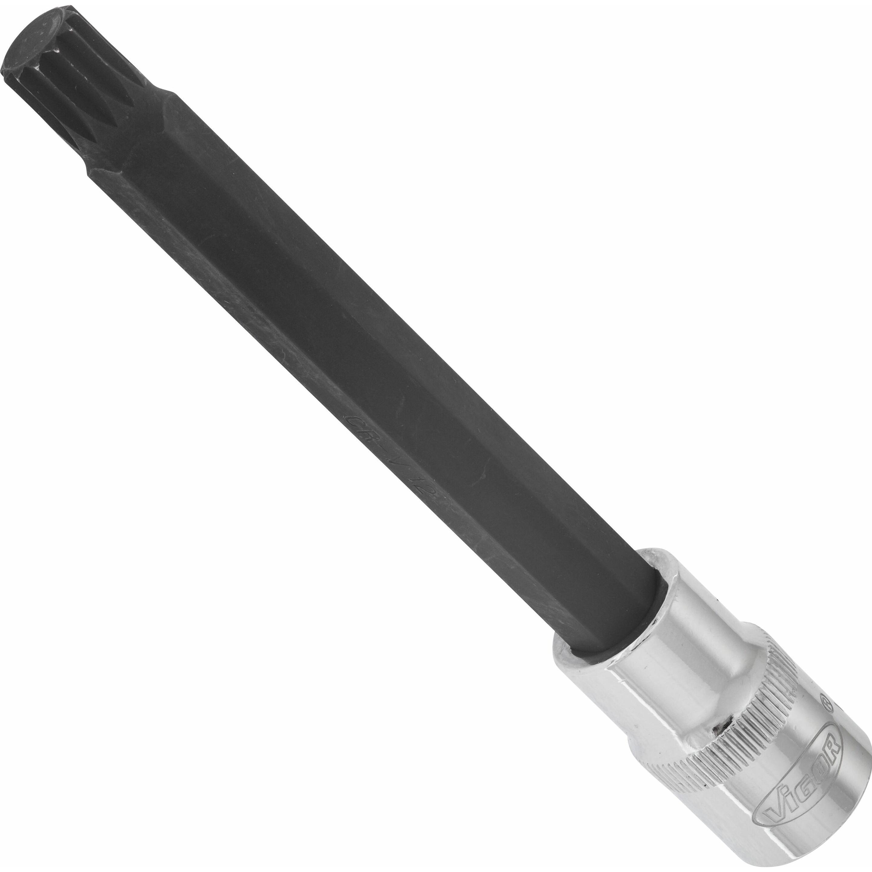 Vigor, Steckschlüssel + Stecknuss, Innenvielzahn Schraubendreher-Einsatz (XZN) ∙ V2129 ∙ Vierkant12,5 mm (1/2 Zoll) ∙ In...