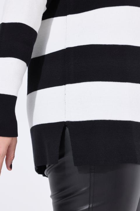 Produktbild Ulla Popken Pullover, Blockstreifen, Rollkragen, Zipper (50, 52)