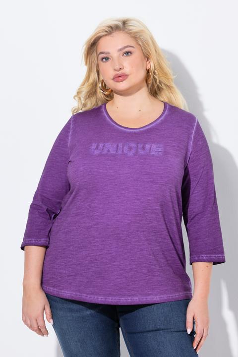 Produktbild Ulla Popken Shirt, Statementstickerei, Classic, Rundhals, 3/4-Arm (46, 48)
