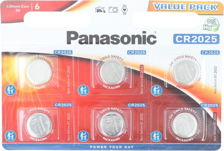 Actual product image Panasonic Lithium Power CR2025 (6 pcs., CR2025, 165 mAh)