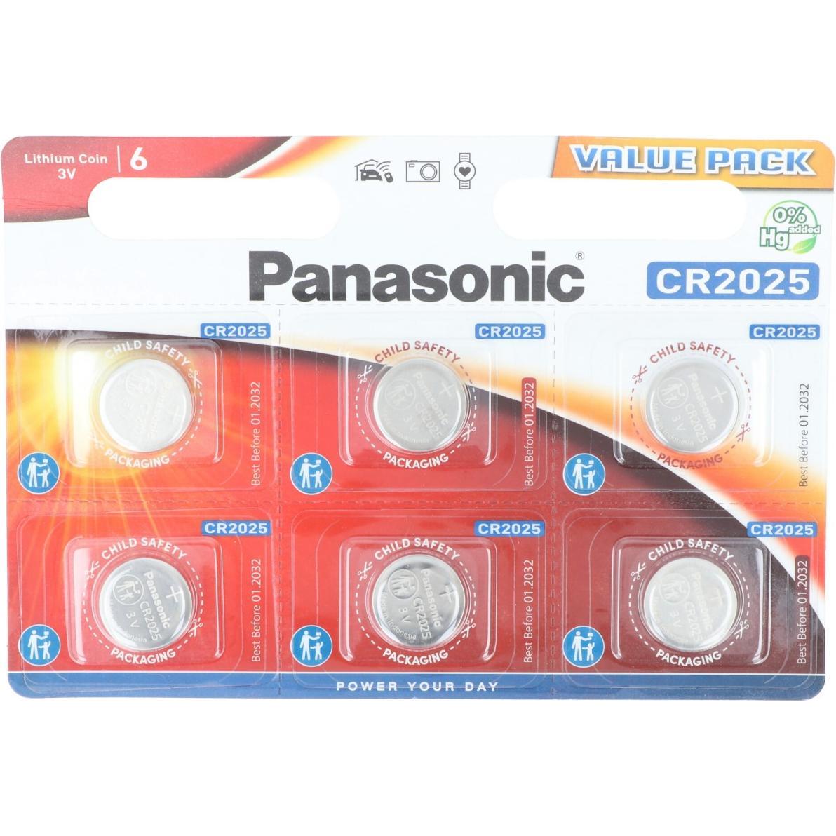 Panasonic Lithium Power CR2025 (6 Stk., CR2025, 165 mAh), Batterien + Akkus